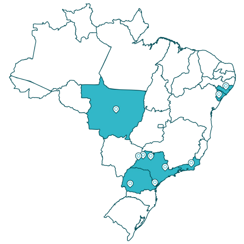 Mapa com as operações em que a Igua Saneamento atua